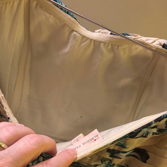 Alberta Ferretti Blue Beige Floral Romance Strapless Dress 6 Holiday Cottagecore - Picture 9 of 10